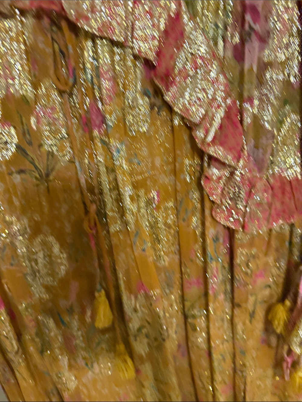 Hemant Nandita Maxi Dress in Mustard and Pink with matching slip dress - Picture 3 of 4